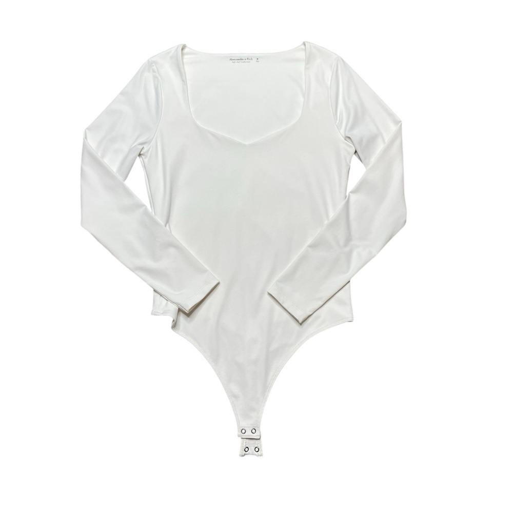 Abercrombie & Fitch Soft White Long Sleeved Bodysuit Top Size Medium
